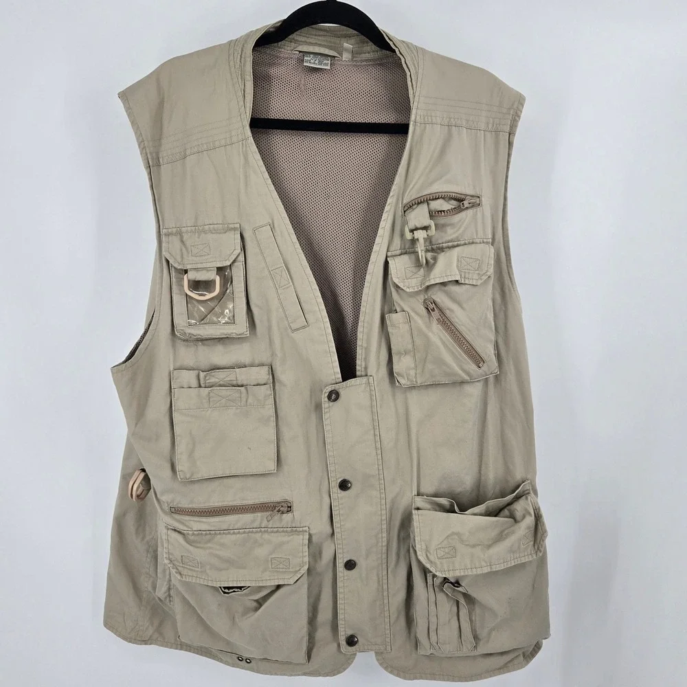 Vintage Kodak Attaccapanni Photography Vest Men's XL Khaki Multi-Pocket Utility